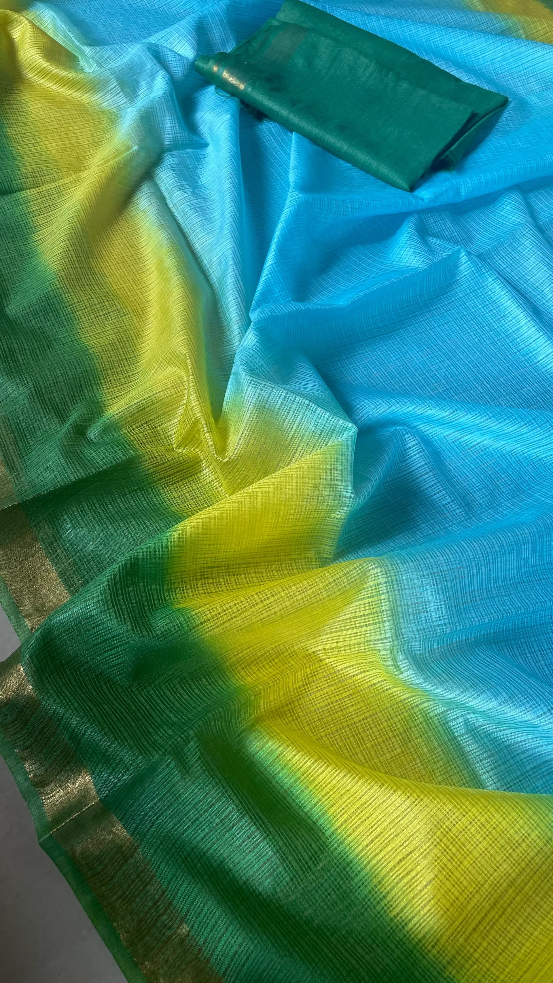 Green- yellow -skyblue combo kota doriya