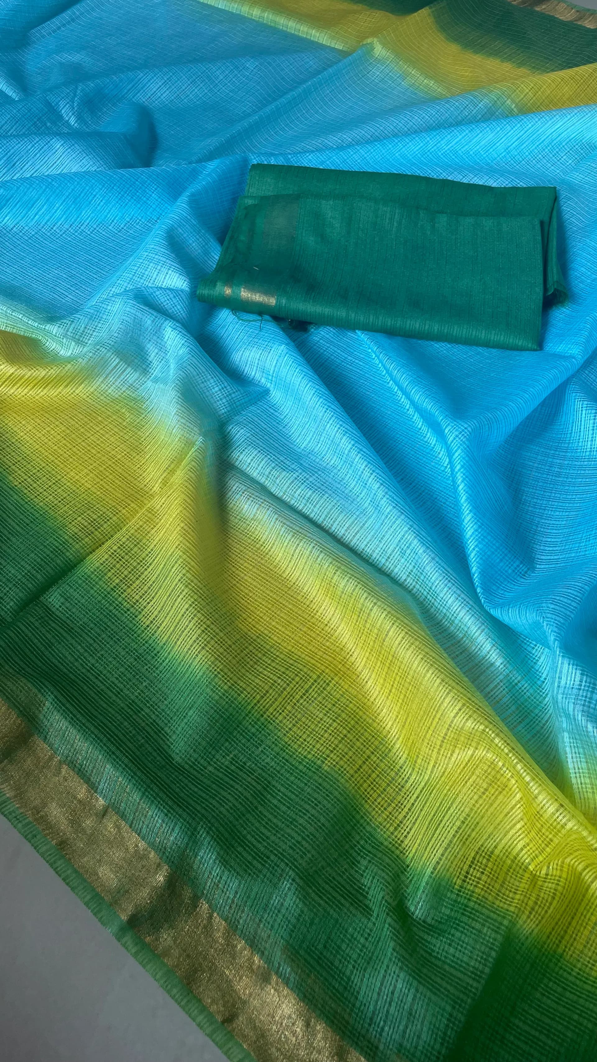 Green- yellow -skyblue combo kota doriya