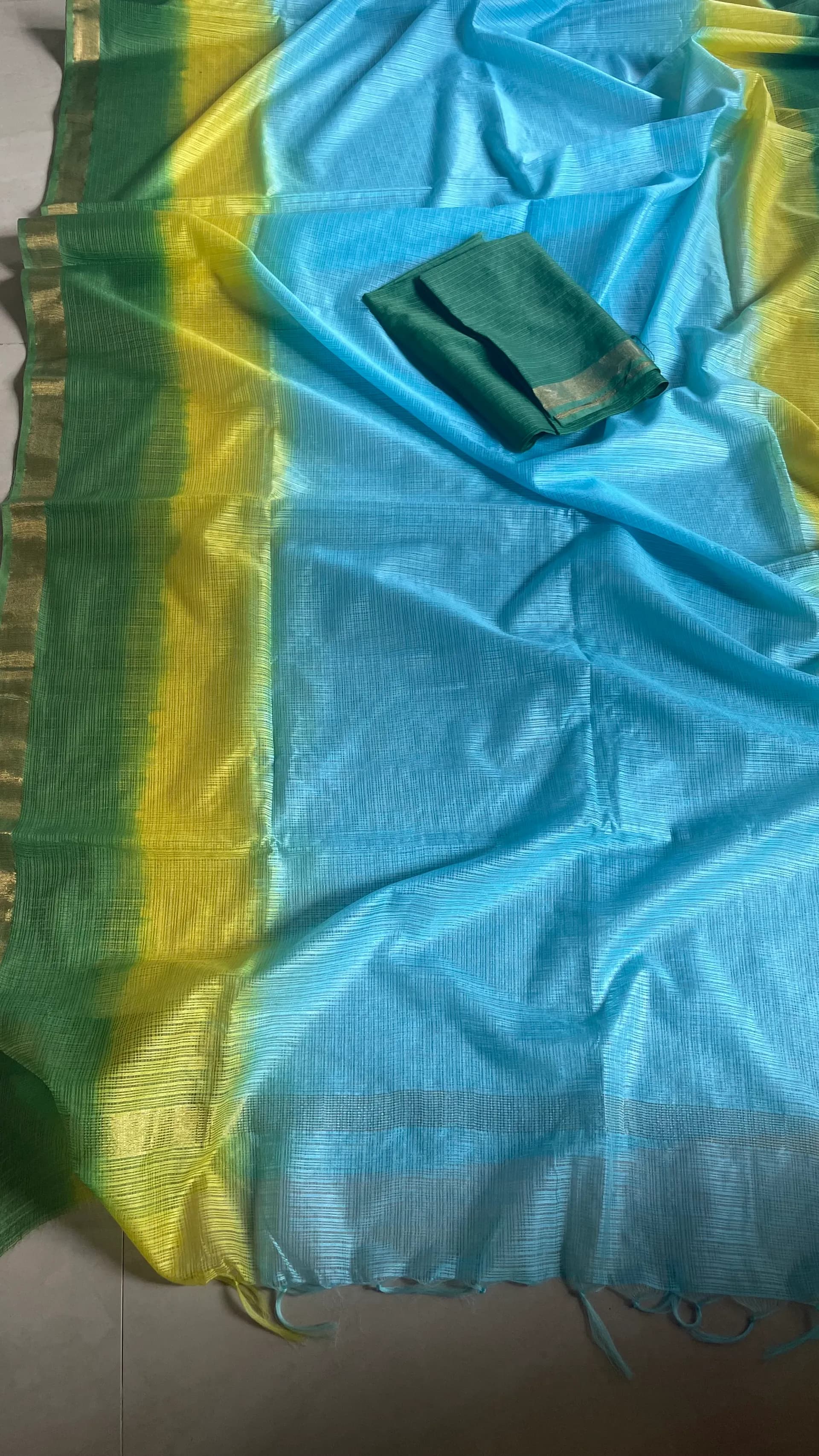 Green- yellow -skyblue combo kota doriya