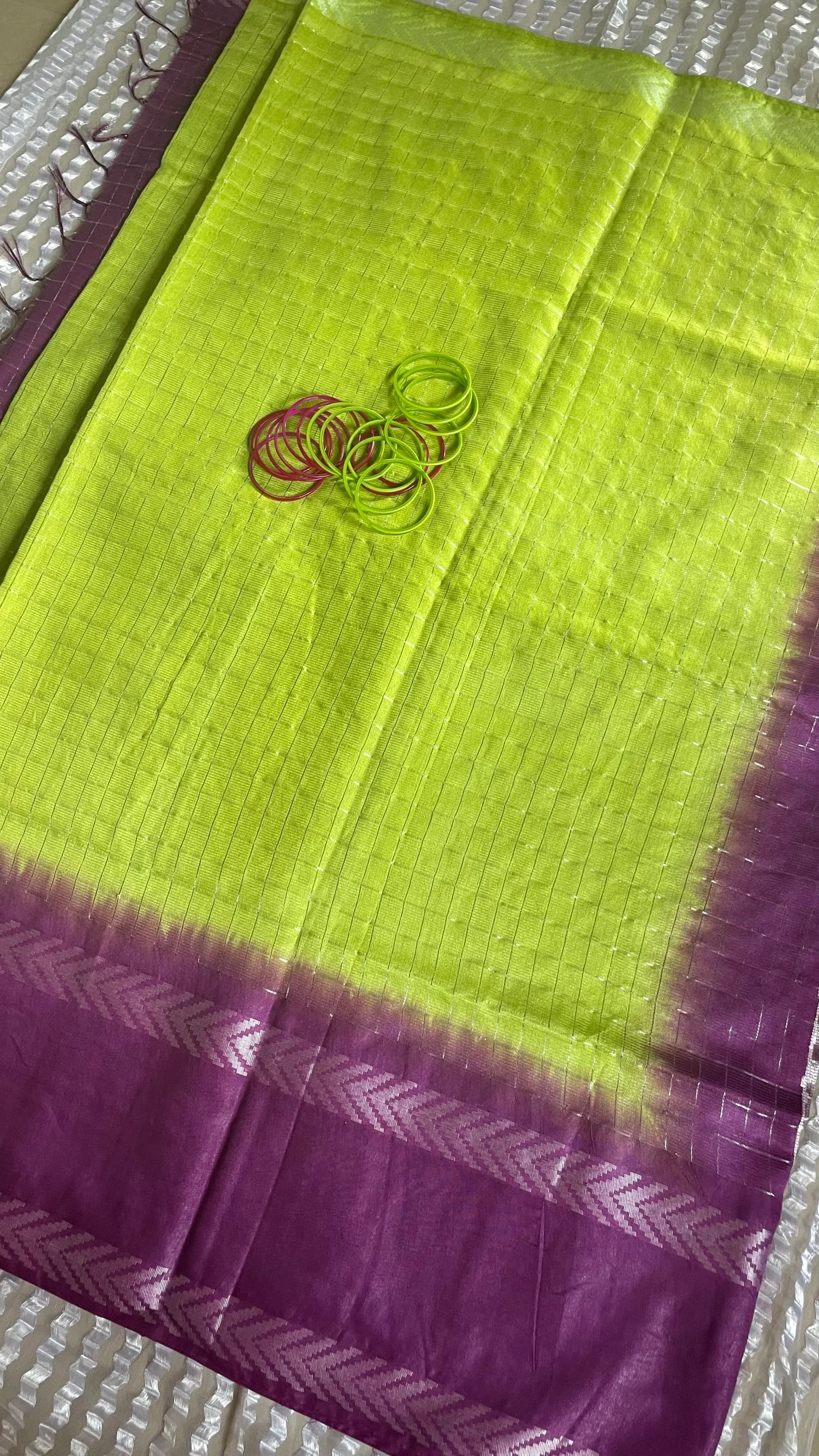 Staple weaving checked double shade soft kota silk