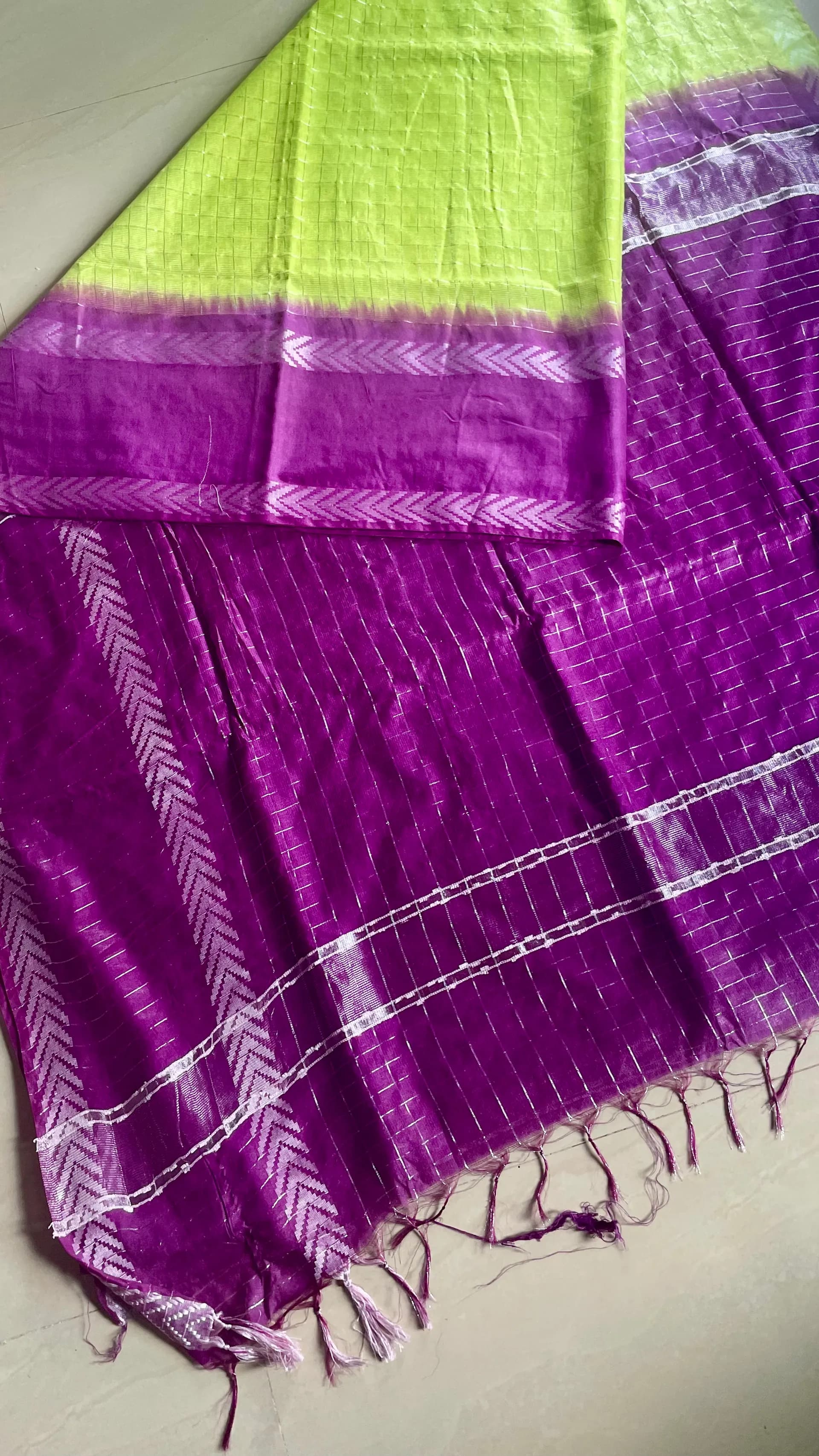 Staple weaving checked double shade soft kota silk