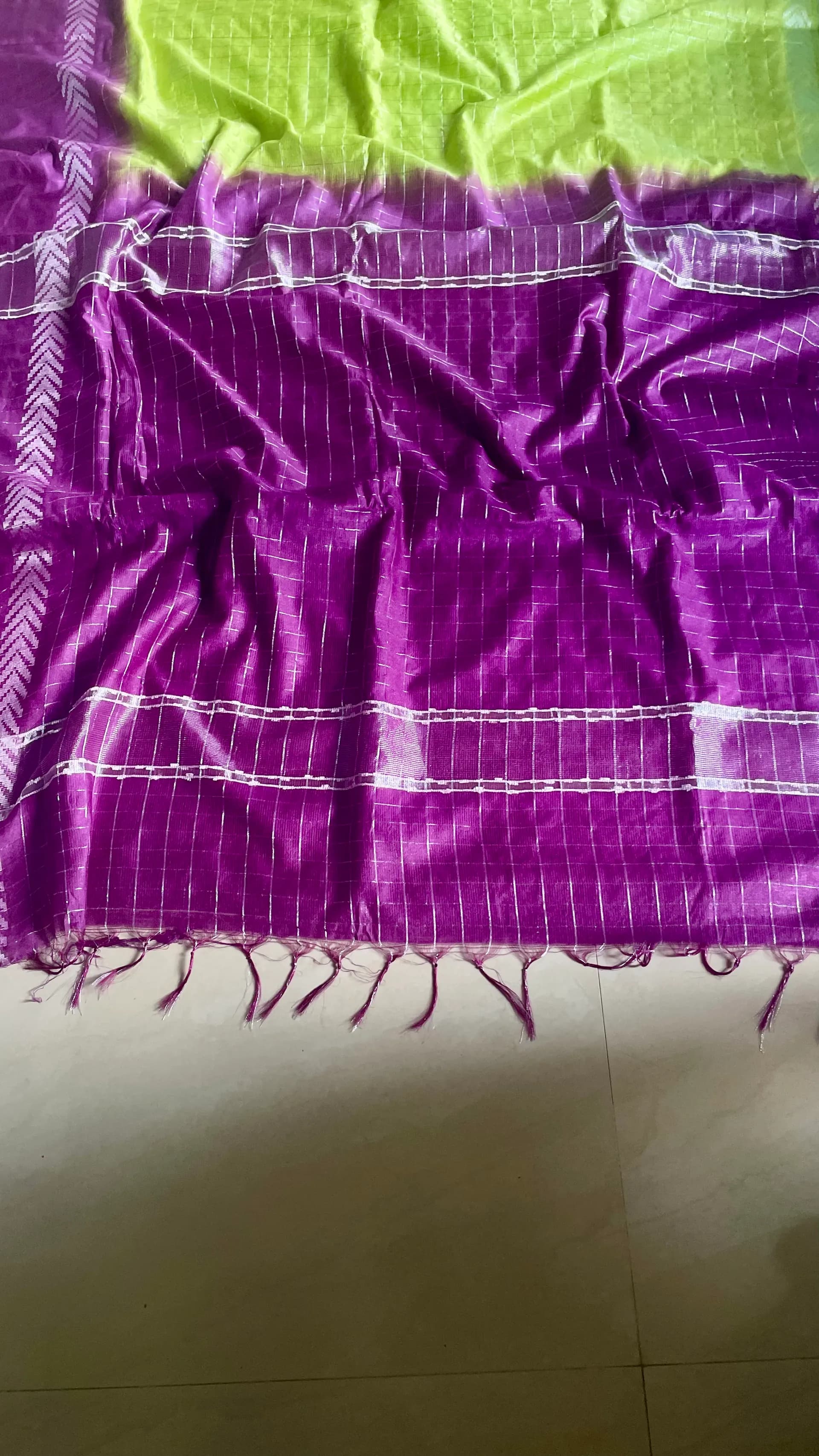 Staple weaving checked double shade soft kota silk