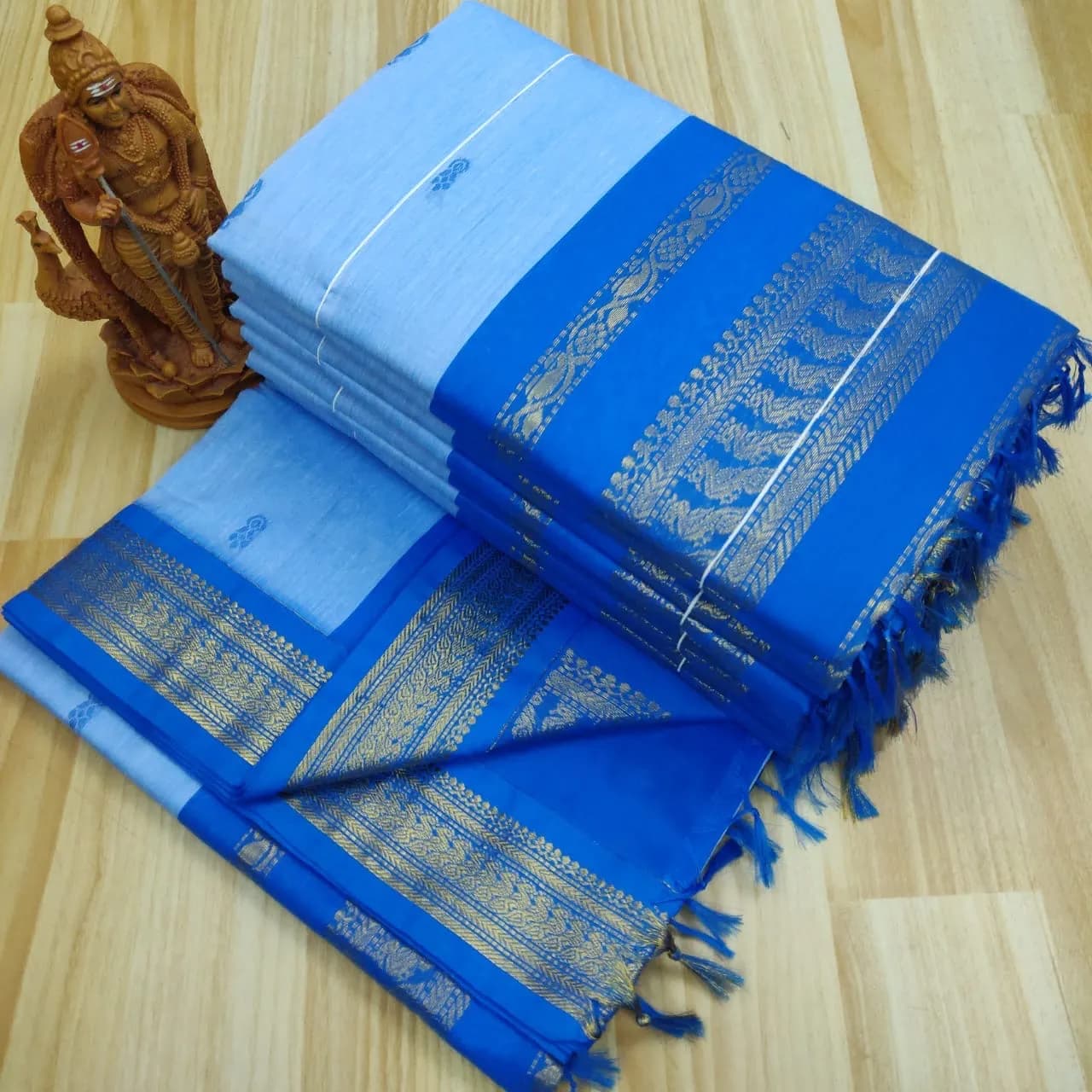 kalyani cotton plain skyblue