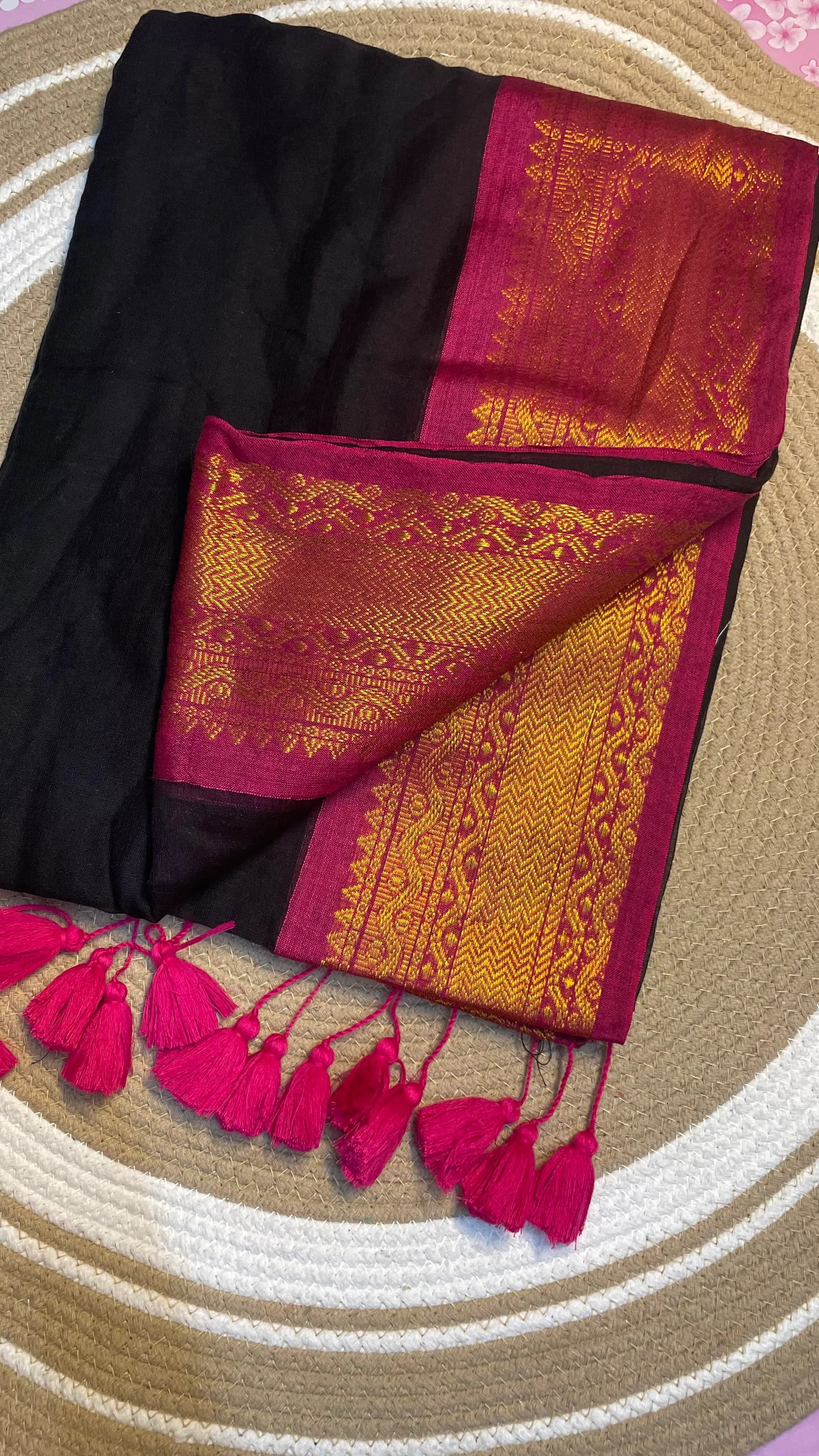 120 mulcotton black and rani pink combo