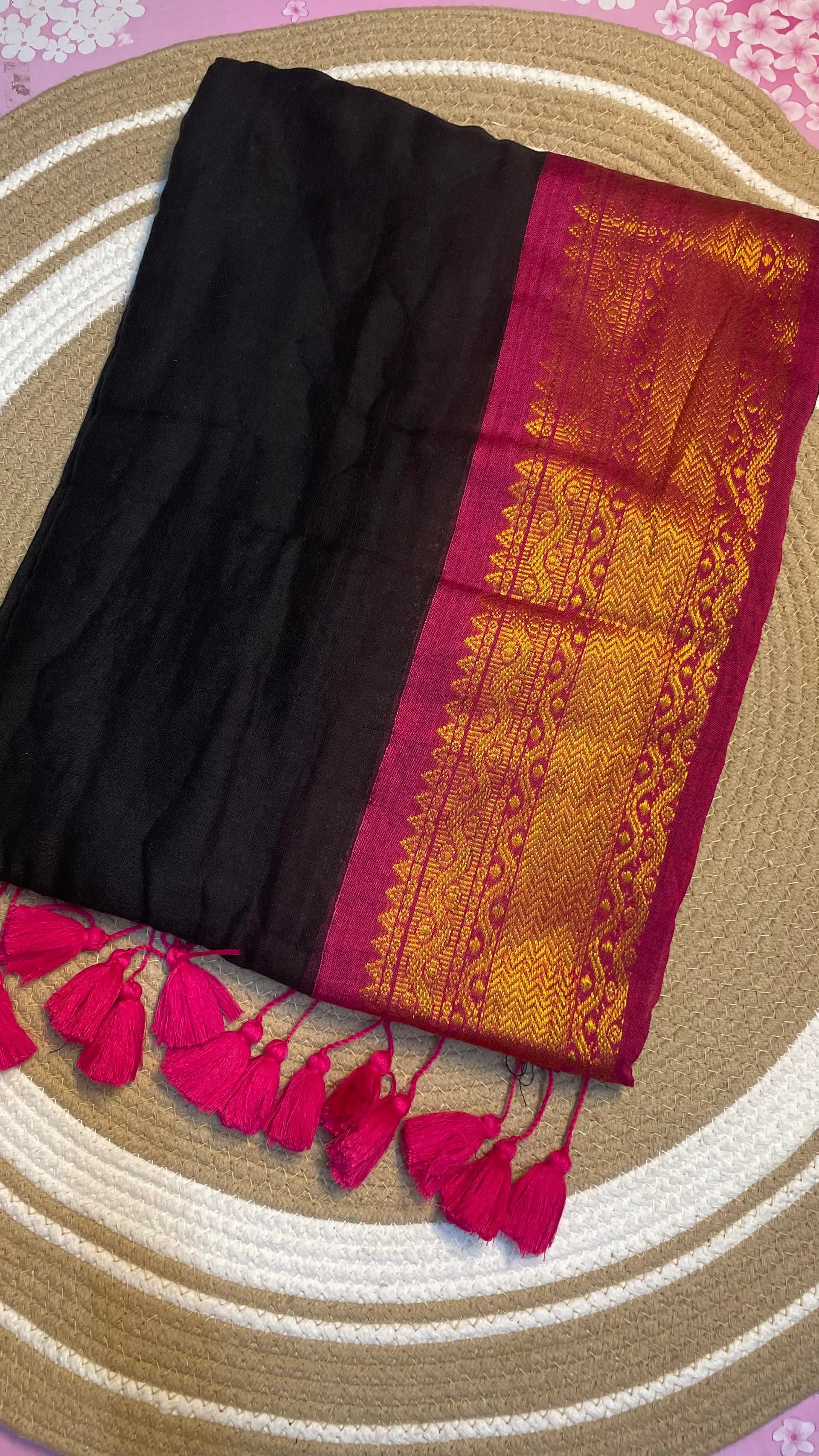 120 mulcotton black and rani pink combo
