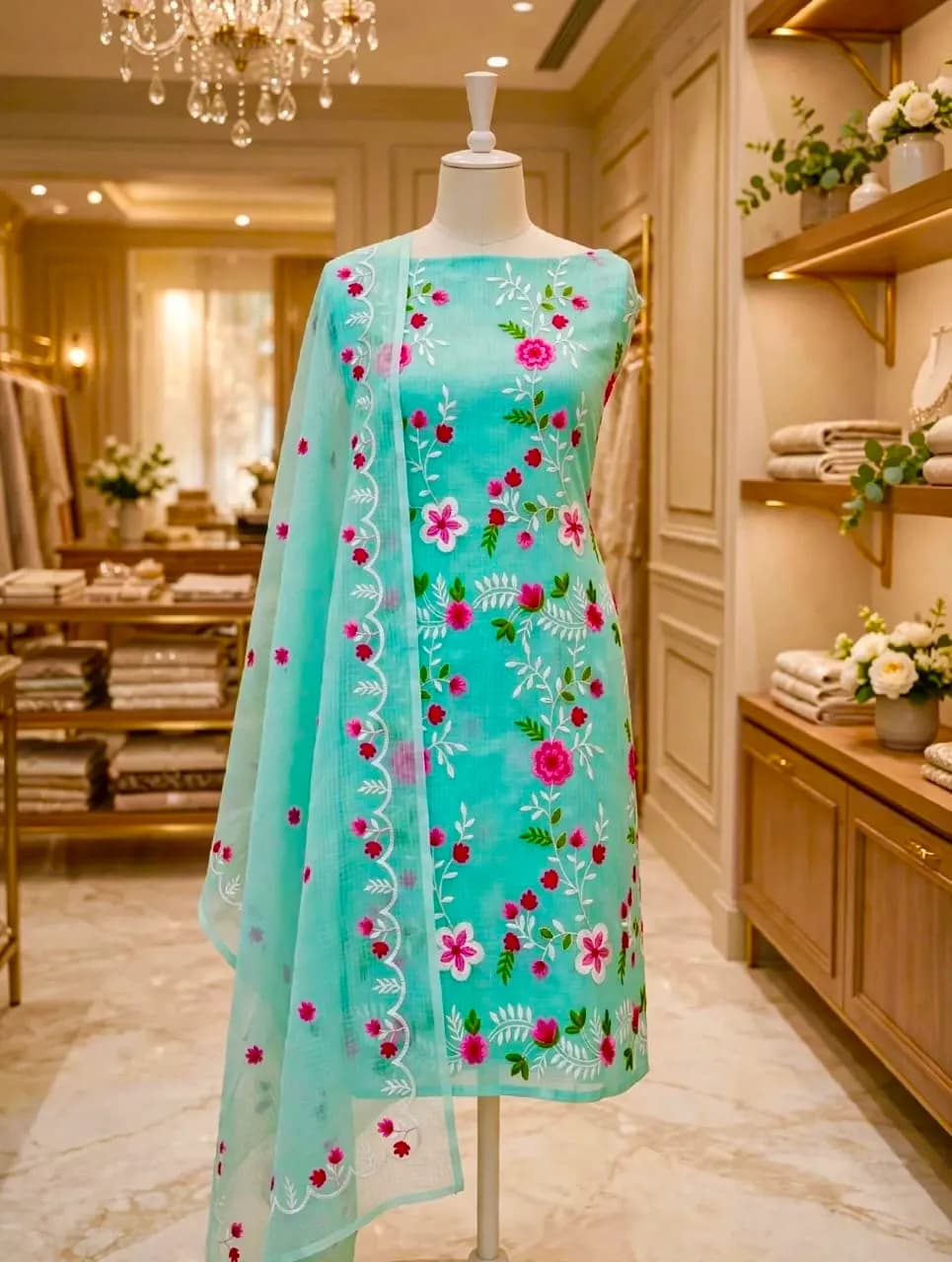 Kota doriya salwar material pista green